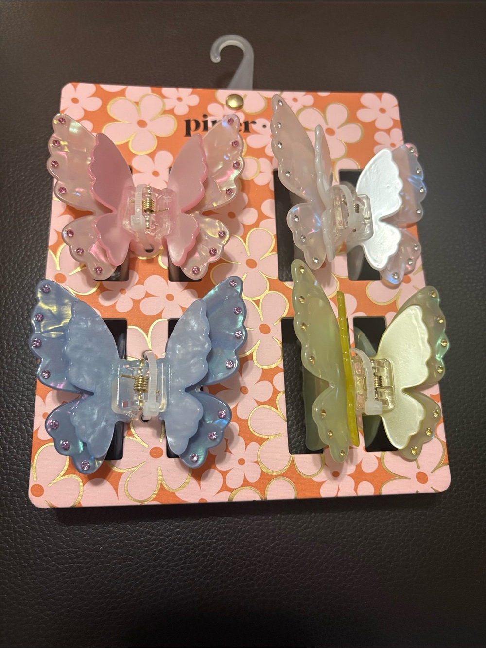 Butterfly Hair Claw Clips - Set of 4 in Pink, Blue, White, Yellow